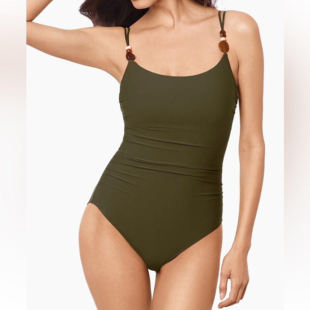 Magicsuit Moonstone Cady One-Piece Swimsuit Bamboo / Olive Green Size 16 NWT